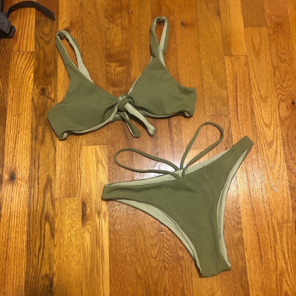 Olive Green Ribbed Bikini